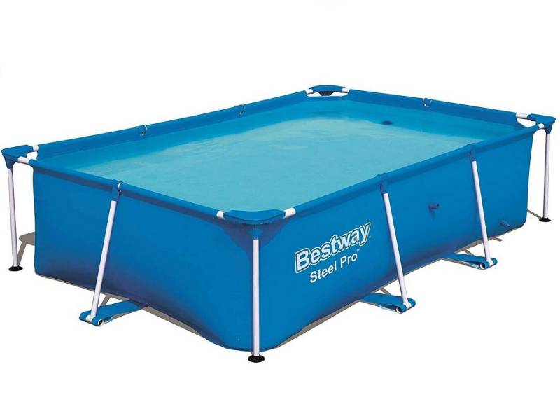 Bestway Framepool Pool Komplettset, Rechteckig, Aufstellpool 259x170x61cm, Planschbecken (Gartenpool ohne Pumpe Set, Gross, Aufstellbecken, Familienpool, Kinderpool), Schwimmbecken für Garten, Stahlrahmen, Kinder & Erwachsene von Bestway