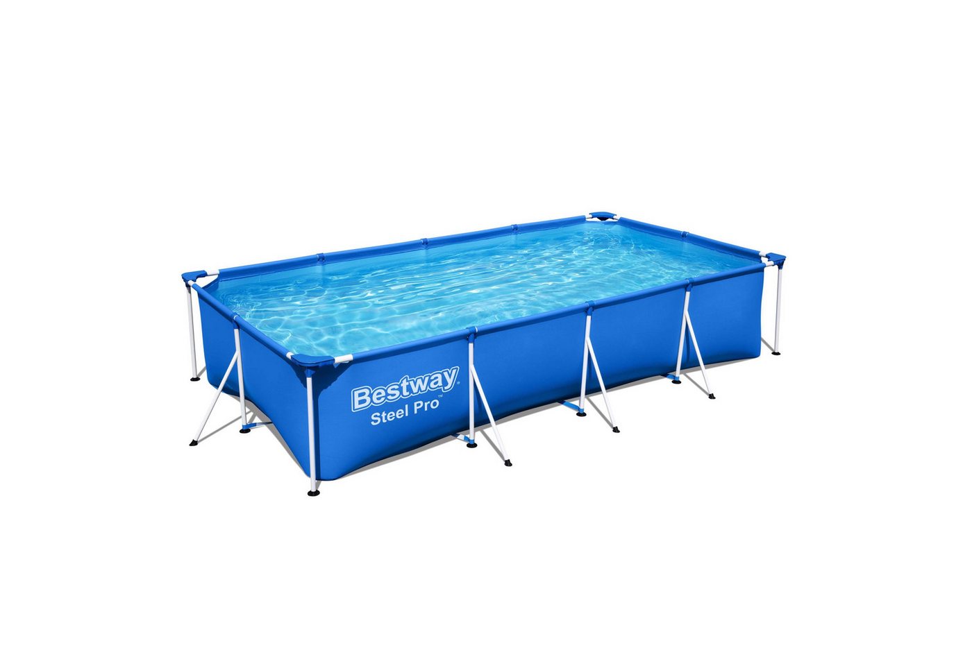 Bestway Framepool Pool Komplettset, Rechteckig, Aufstellpool 400x211x81cm, Planschbecken (Gartenpool ohne Pumpe Set, Gross, Aufstellbecken, Familienpool, Kinderpool), Schwimmbecken für Garten, Stahlrahmen, Kinder & Erwachsene von Bestway