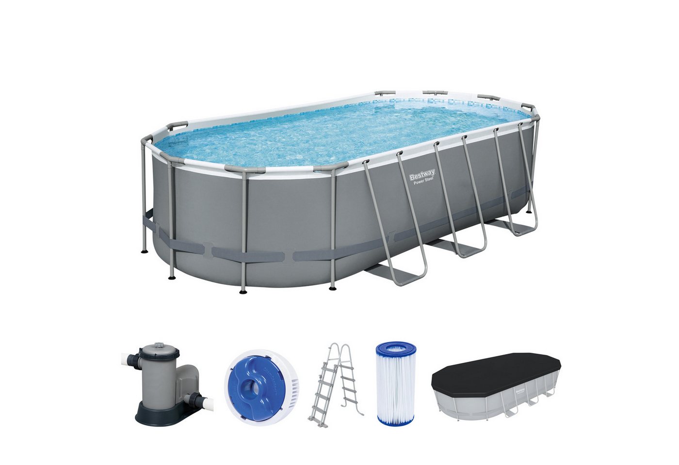 Bestway Framepool Power Steel™ Frame Pool Komplett-Set mit Filterpumpe 549 x 274 x 122 von Bestway