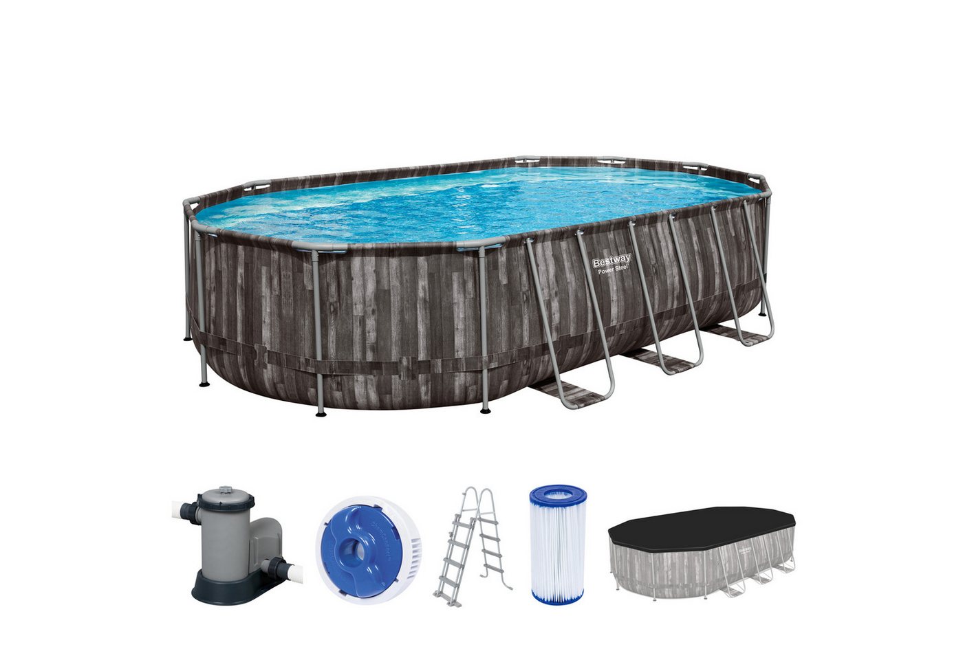 Bestway Framepool Power Steel™ Frame Pool Komplett-Set mit Filterpumpe 610 x 366 x 122 von Bestway