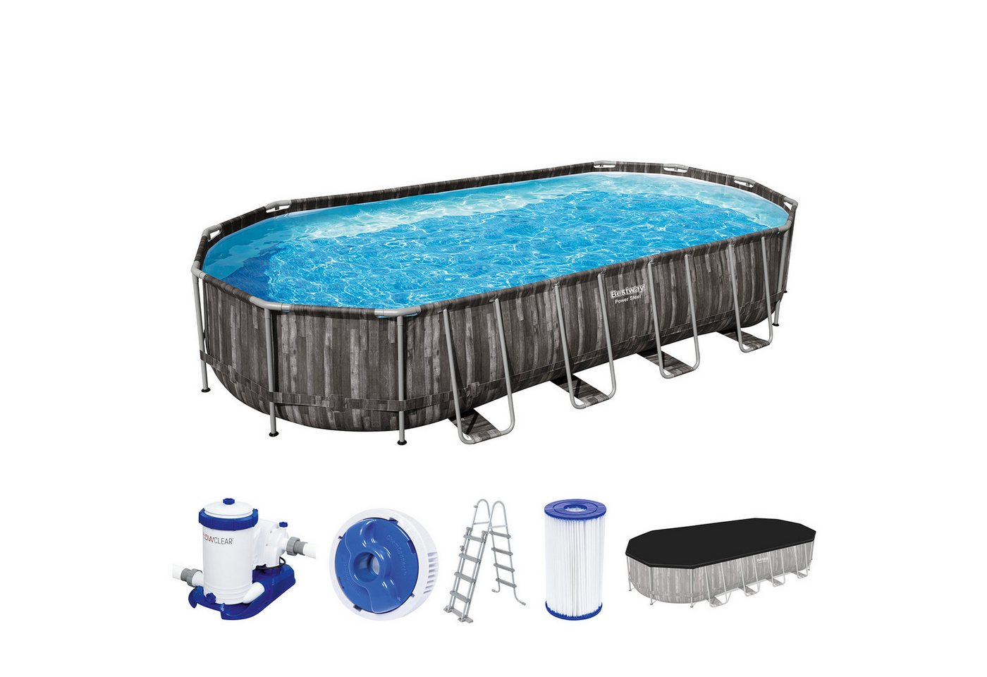 Bestway Framepool Power Steel™ Frame Pool Komplett-Set mit Filterpumpe 732 x 366 x 122 von Bestway