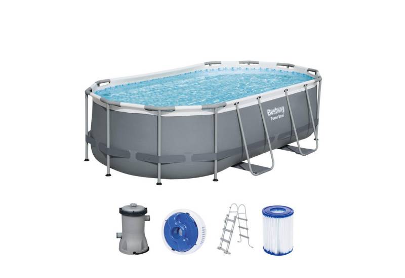 Bestway Framepool Power Steel™ Frame Pool Set mit Filterpumpe 427 x 250 x 100 cm, grau von Bestway