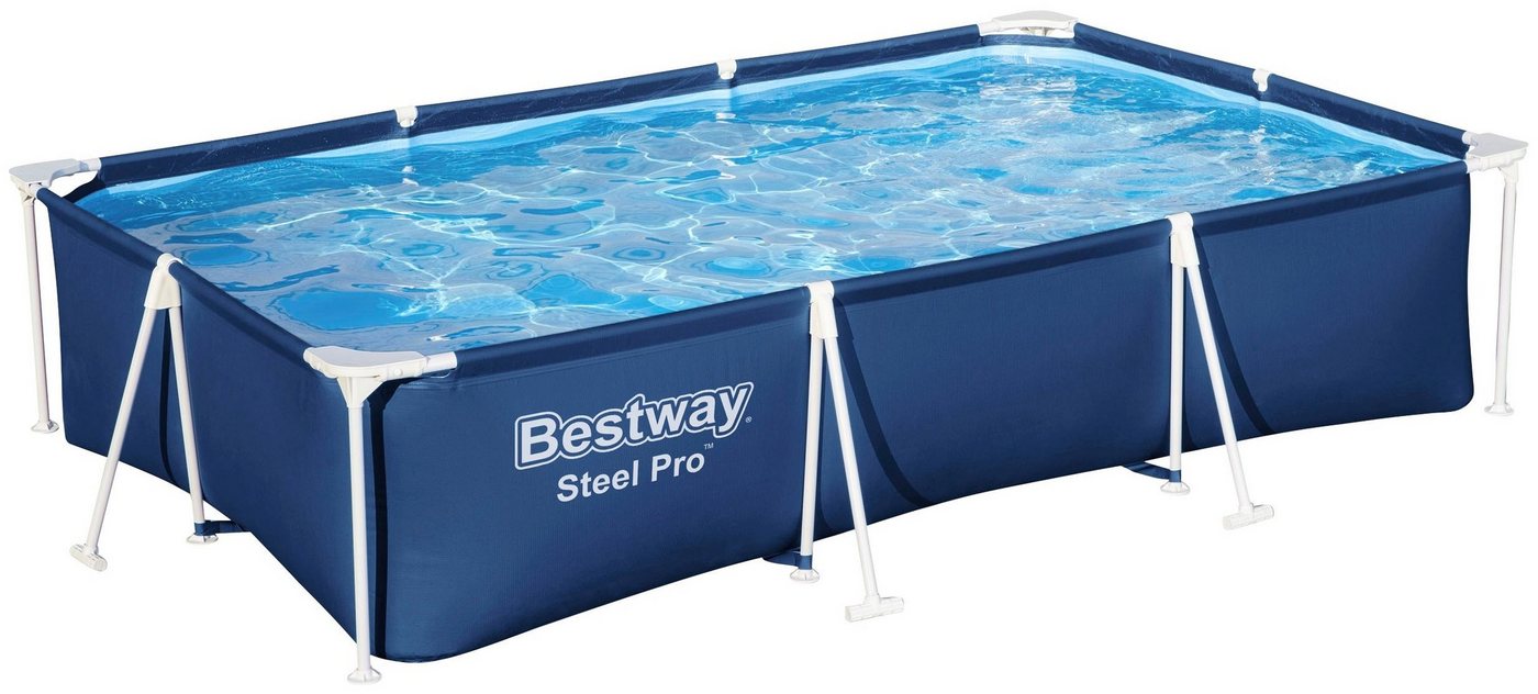 Bestway Framepool Steel Pro™, Frame Pool ohne Pumpe 300x201x66 cm, dunkelblau von Bestway