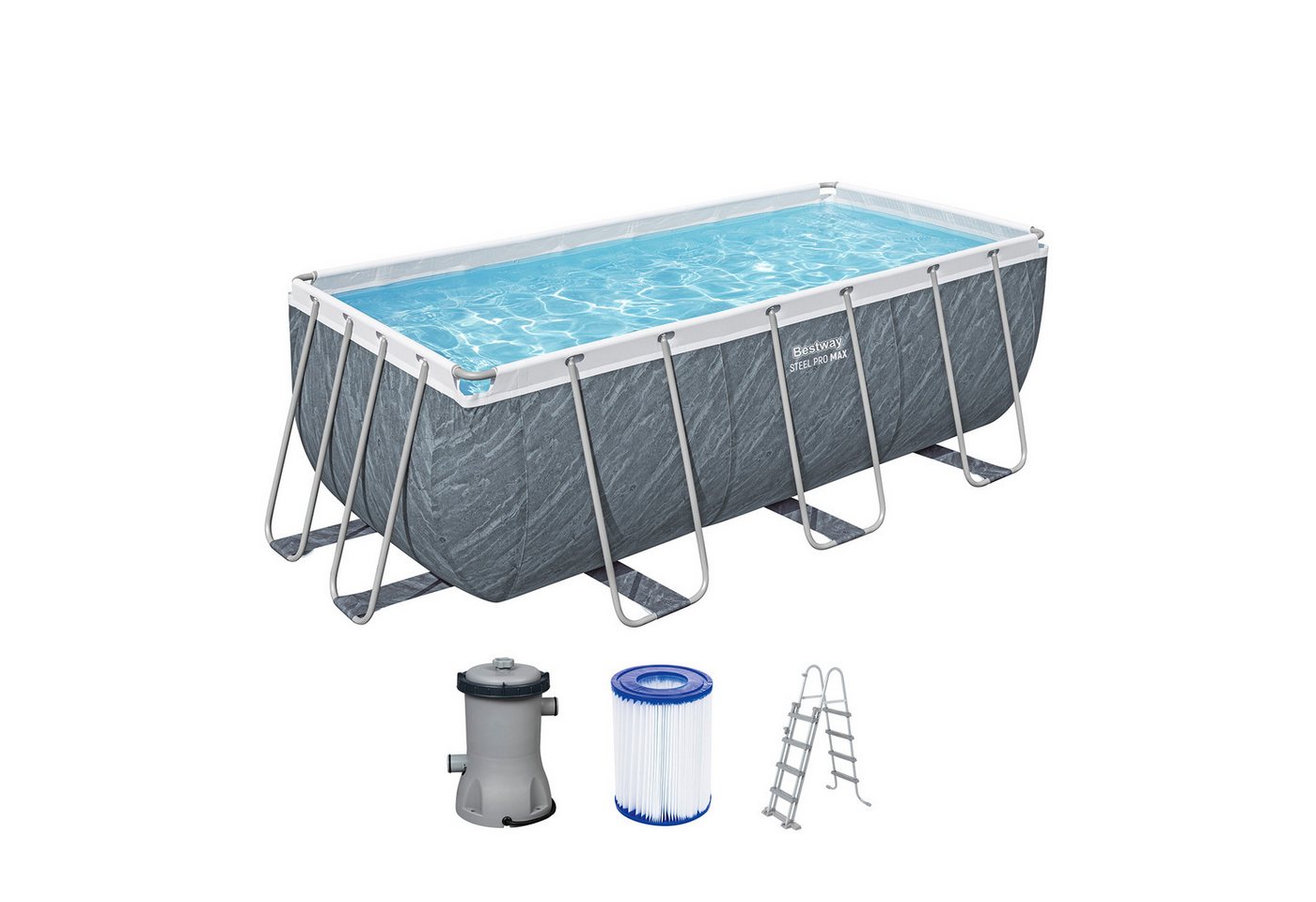 Bestway Framepool Steel Pro MAX™ (Set, Inkl. Filterpumpe), 412 x 201 x 122 cm von Bestway