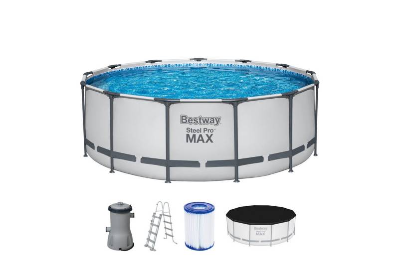 Bestway Framepool Steel Pro MAX™ Frame Pool Komplett-Set mit Filterpumpe Ø 396 x 122 (Set) von Bestway