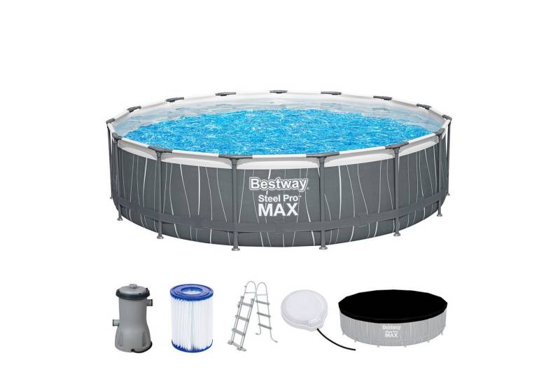 Bestway Framepool Steel Pro MAX™ Frame Pool Komplett-Set mit Filterpumpe Ø 457 x 107 (Set) von Bestway