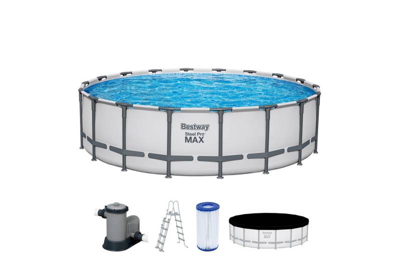 Bestway Framepool Steel Pro MAX™ Frame Pool Komplett-Set mit Filterpumpe Ø 549 x 132 (Set) von Bestway