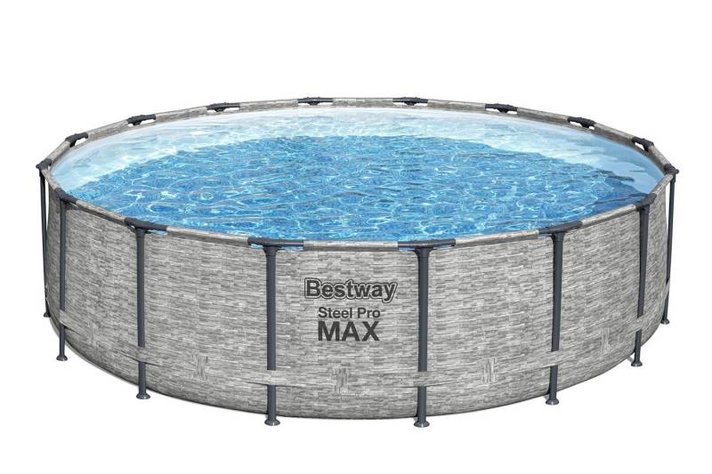 Bestway Framepool Steel Pro MAX™ Solo Pool ohne Zubehör Ø 488 x 122 cm, Steinwand-Optik von Bestway