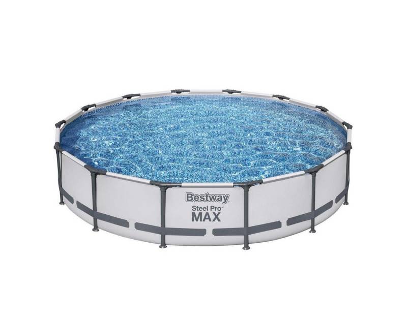 Bestway Framepool Steel ProMAX Pool Komplettset Rund Aufstellpool 305x76cm Planschbecken (Gartenpool ohne Pumpe Set, Gross, Aufstellbecken, Familienpool, Kinderpool), Schwimmbecken für Garten, Stahlrahmen, Kinder & Erwachsene von Bestway