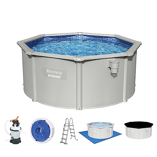 Bestway Hydrium Stahlwandpool Komplett-Set mit Sandfilteranlage Ø 300 x 120 cm, grau, rund von Bestway