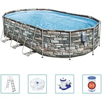 Bestway Pool-Set Power Steel Comfort Jet Series Oval 610x366x122 cm von Bestway