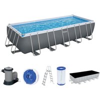 Bestway - Power Steel™ Frame Pool Komplett-Set mit Filterpumpe 640 x 274 x 132 cm, grau, eckig von Bestway
