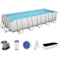 Bestway - Power Steel™ Frame Pool Komplett-Set mit Filterpumpe 640 x 274 x 132 cm , lichtgrau, eckig von Bestway