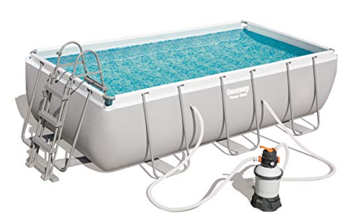 Bestway Power Steel, Frame Pool eckig im praktischen Komplett Set mit Sandfilteranlage, 404x201x100 cm von Bestway