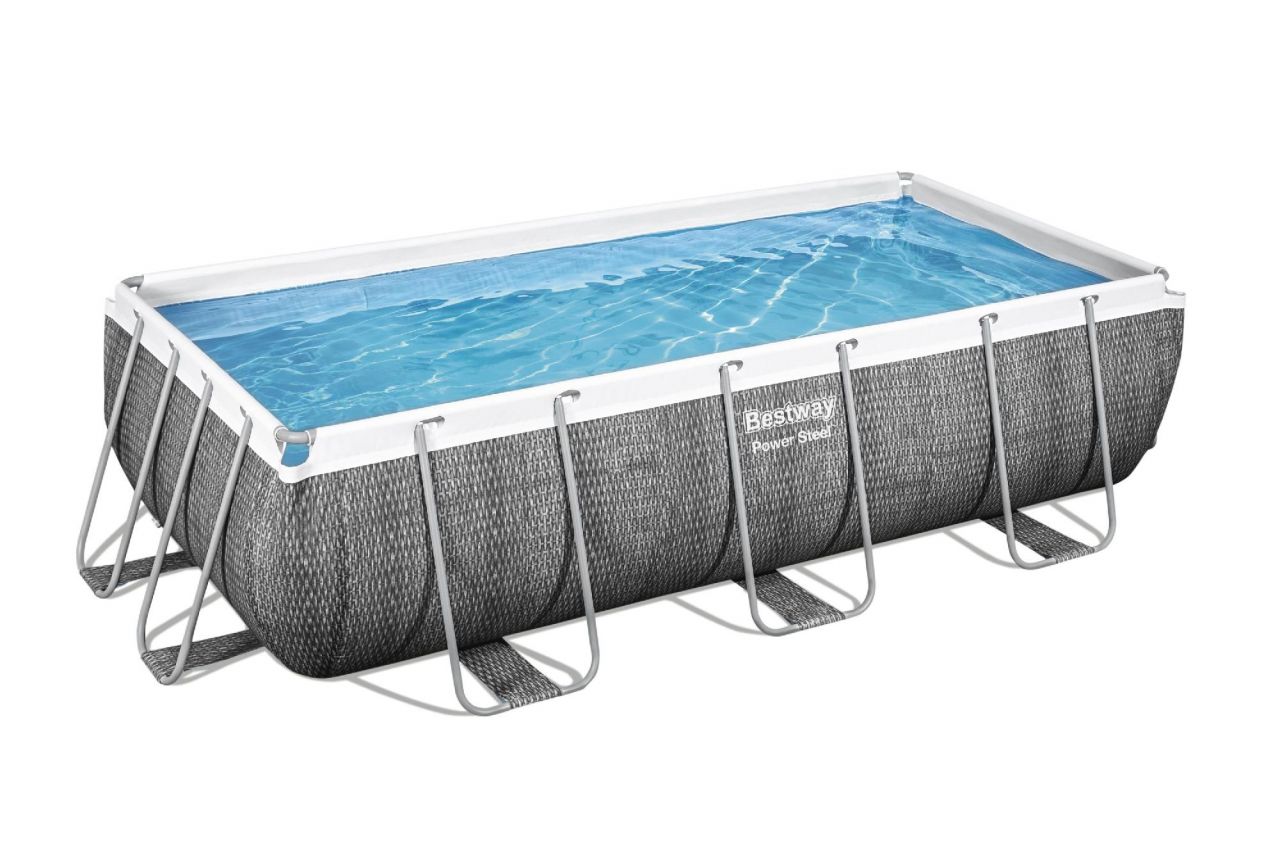 Bestway Power Steel Frame Pool Komplett-Set eckig 404 x 201 x 100 cm von Bestway