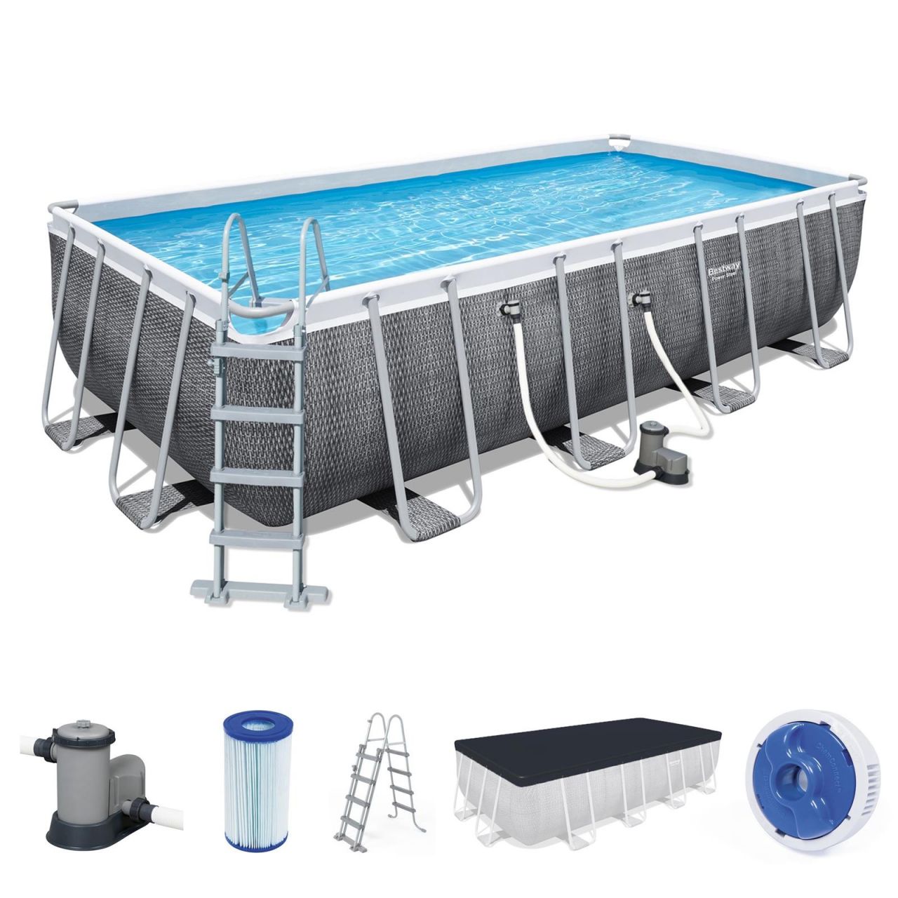 Bestway Power Steel Frame Pool Komplett-Set eckig 549 x 274 x 122 cm von Bestway