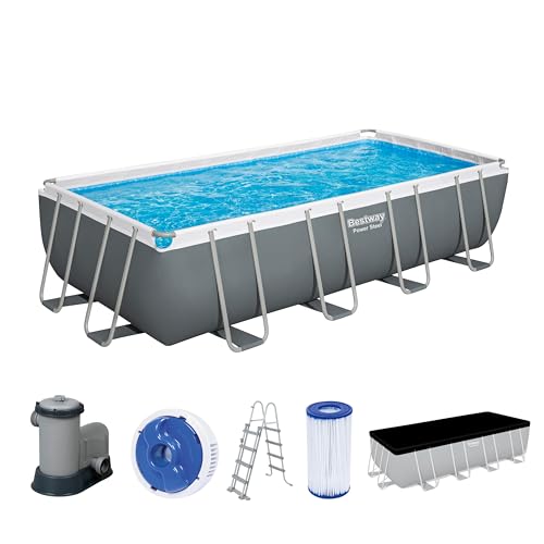Bestway Power Steel Frame Pool Komplett-Set mit Filterpumpe 549 x 274 x 122 cm, grau, eckig von Bestway