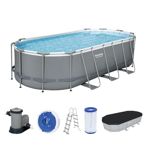 Bestway Power Steel Frame Pool Komplett-Set mit Filterpumpe 549 x 274 x 122 cm, grau, oval von Bestway