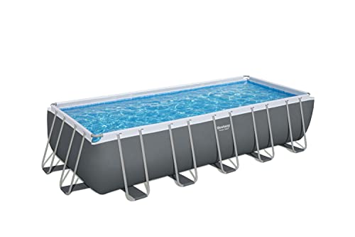 Bestway Power Steel Frame Pool Komplett-Set mit Filterpumpe 640 x 274 x 132 cm, grau, eckig von Bestway