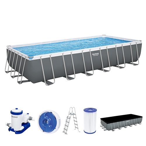 Bestway Power Steel Frame Pool Komplett-Set mit Filterpumpe 732 x 366 x 132 cm, grau, eckig von Bestway