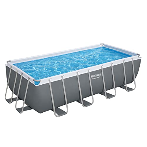 Bestway Power Steel Frame Pool Komplett-Set mit Sandfilteranlage 488 x 244 x 122 cm, grau, eckig von Bestway