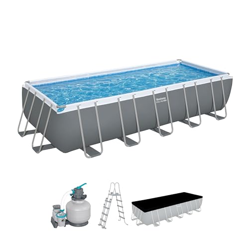 Bestway Power Steel Frame Pool Komplett-Set mit Sandfilteranlage 640 x 274 x 132 cm, grau, eckig von Bestway