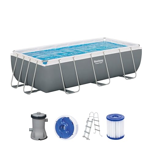 Bestway Power Steel Frame Pool Set mit Filterpumpe 404 x 201 x 100 cm, grau, eckig von Bestway