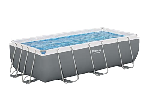 Bestway Power Steel Frame Pool Set mit Filterpumpe 404 x 201 x 100 cm, grau, eckig von Bestway