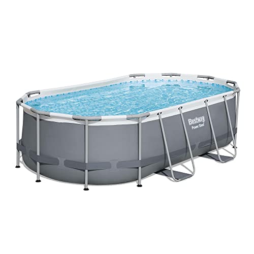 Bestway Power Steel Frame Pool-Set mit Filterpumpe 427 x 250 x 100 cm , grau, oval von Bestway