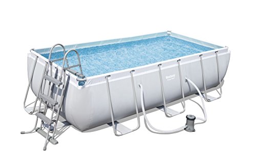 Bestway Power Steel Rectangular Frame Pool Set (404x201x100 cm), Stahlrahmenpool Set mit Filterpumpe von Bestway