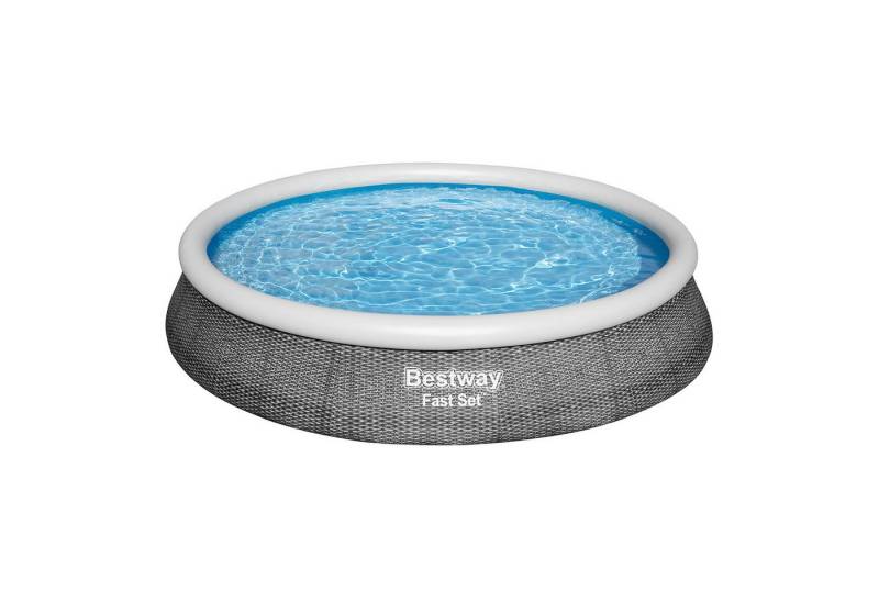 Bestway Quick-Up Pool Fast Set™ Aufstellpool-Set mit Filterpumpe Ø 396 x 84 cm, Rattan-Optik von Bestway