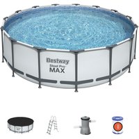 Bestway Frame Pool Steel Pro Set 457x122cm mit Filterpumpe Leiter Zubehör 56438 von Bestway