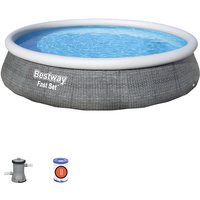 Bestway - Pool-Set Fast Set Rattan 396x84 cm Kartuschenreiniger 2.006 Liter/Stunde von Bestway