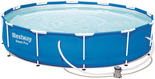 Bestway Steel Pro Frame Pool, rund 366x76 cm Stahlrahmenpool-Set mit Filterpumpe, blau von Bestway