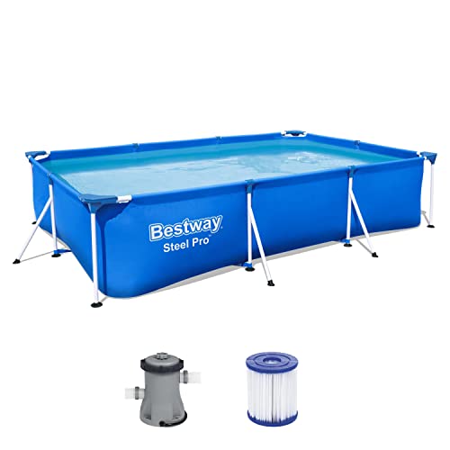 Bestway Steel Pro Frame Pool-Set mit Filterpumpe 300 x 201 x 66 cm, blau, eckig von Bestway