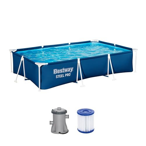 Bestway Steel Pro Frame Pool Set mit Filterpumpe 300 x 201 x 66 cm, dunkelblau, eckig Bestway Steel Pro Frame Pool Set mit Filterpumpe 300 x 201 x 66 cm, dunkelblau, eckig von Bestway