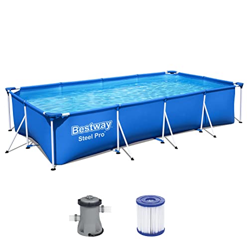 Bestway Steel Pro Frame Pool-Set mit Filterpumpe 400 x 211 x 81 cm , blau, eckig von Bestway