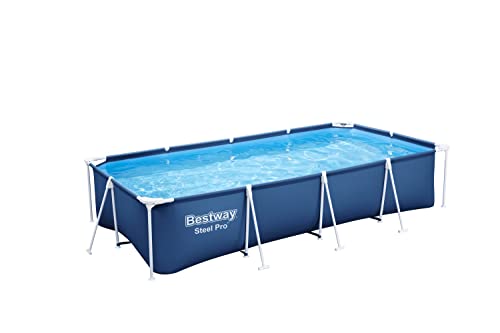 Bestway Steel Pro Frame Pool Set mit Filterpumpe 400 x 211 x 81 cm , dunkelblau, eckig von Bestway