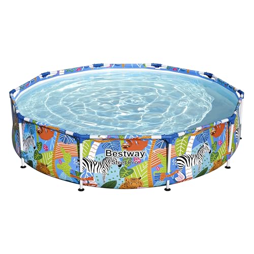 Bestway Steel Pro Frame Pool ohne Pumpe Ø 305 x 66 cm, buntes Zebra-Design, rund von Bestway