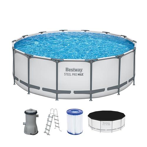 Bestway Steel Pro MAX Frame Pool Komplett-Set mit Filterpumpe Ø 427 x 122 cm, lichtgrau, rund Bestway Steel Pro MAX Frame Pool Komplett-Set mit Filterpumpe Ø 427 x 122 cm, lichtgrau, rund von Bestway