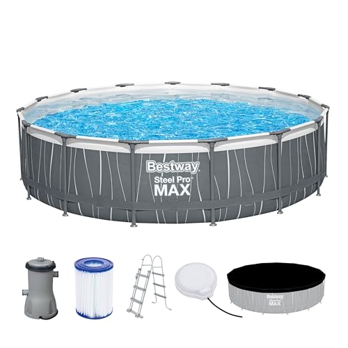Bestway Steel Pro MAX Frame Pool Komplett-Set mit Filterpumpe Ø 457 x 107 cm, LED-Design, rund von Bestway