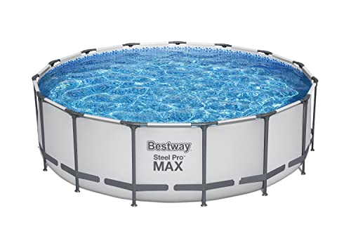Bestway Steel Pro MAX Frame Pool Komplett-Set mit Filterpumpe Ø 457 x 122 cm, lichtgrau, rund von Bestway