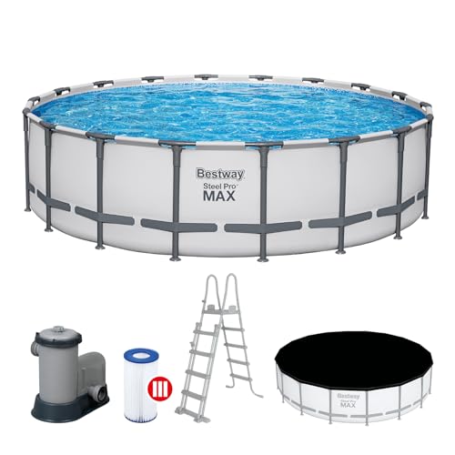 Bestway Steel Pro MAX Frame Pool Komplett-Set mit Filterpumpe Ø 549 x 132, lichtgrau, rund Bestway Steel Pro MAX Frame Pool Komplett-Set mit Filterpumpe Ø 549 x 132, lichtgrau, rund von Bestway
