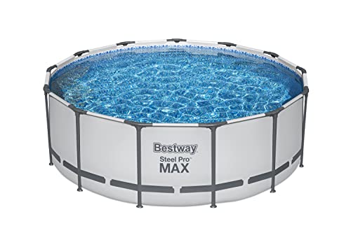 Bestway Steel Pro MAX Frame Pool Komplett-Set mit Filterpumpe Ø 396 x 122 cm, lichtgrau, rund von Bestway