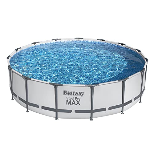 Bestway Steel Pro MAX Frame Pool Komplett-Set mit Filterpumpe Ø 457 x 107 cm, lichtgrau, rund von Bestway