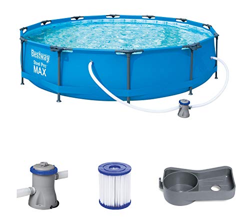 Bestway Steel Pro Max Pool Set 366x76 cm, Frame Pool rund im Set, inklusive Filterpumpe und Getränkehaltern von Bestway