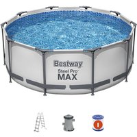 Bestway - Steel Pro Max Röhren-Aufstellbecken 305x100 cm mit Leiter 76x119x163 cm Kartuschenfilter 1.249 l/h von Bestway