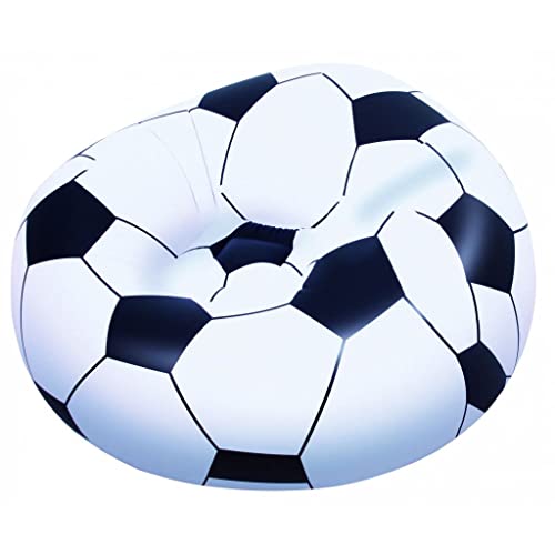 Bestway Up In & Over Beanless Soccer Ball Chair 114x112x66 cm, Fußball-Luftsessel, Schwarz/ Weiß von Bestway