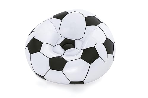 Bestway Up In & Over Beanless Soccer Ball Chair 114x112x66 cm, Fußball-Luftsessel, Schwarz/ Weiß von Bestway