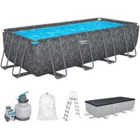 Bestway Winterfestes Frame Pool APX365 Komplett-Set mit Sandfilteranlage 549 x 274 x 132 cm marmor-optik eckig Keine von Bestway